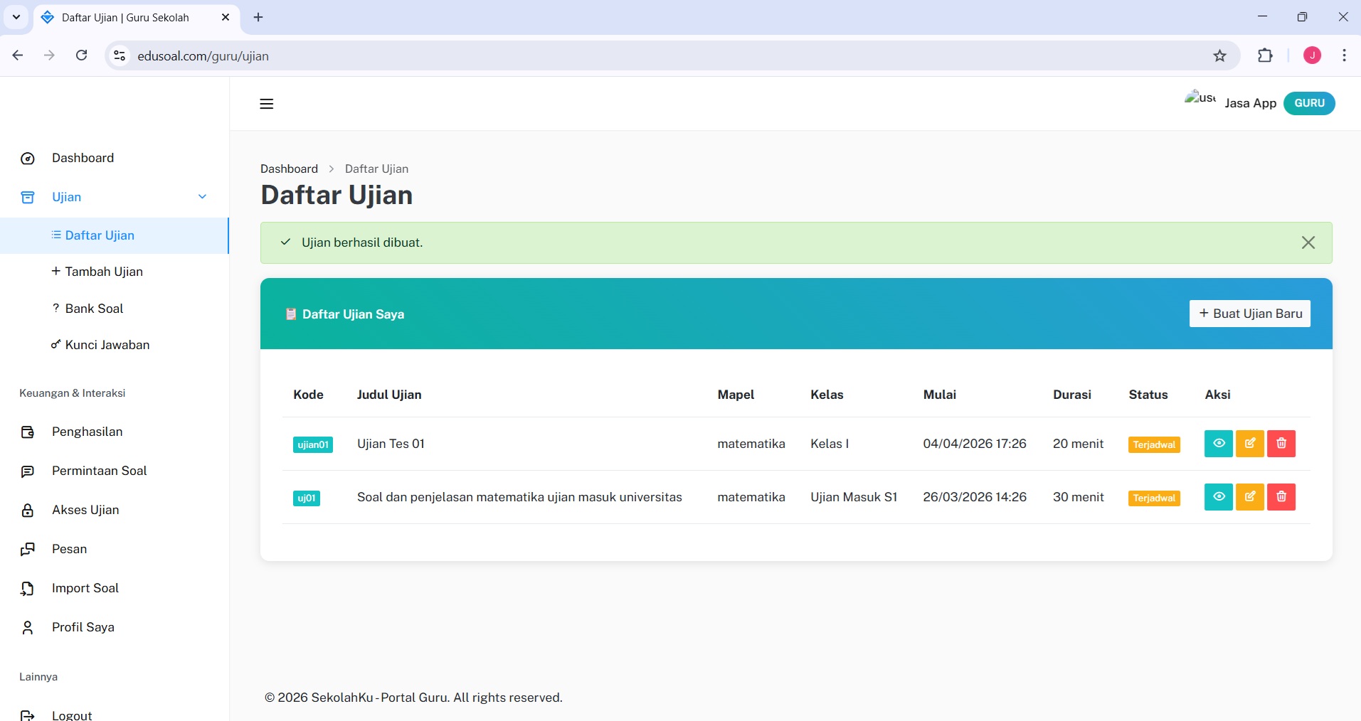 Pengaturan 2FA EduSoal