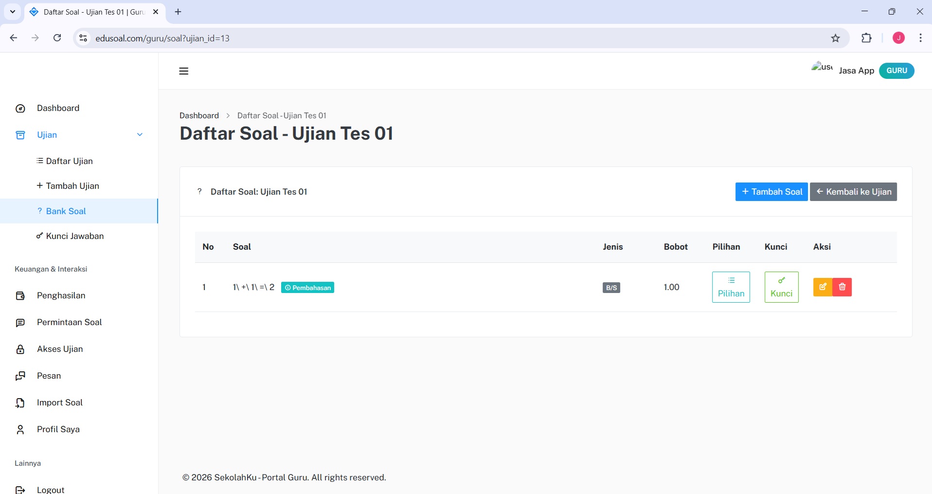 Pengaturan 2FA EduSoal