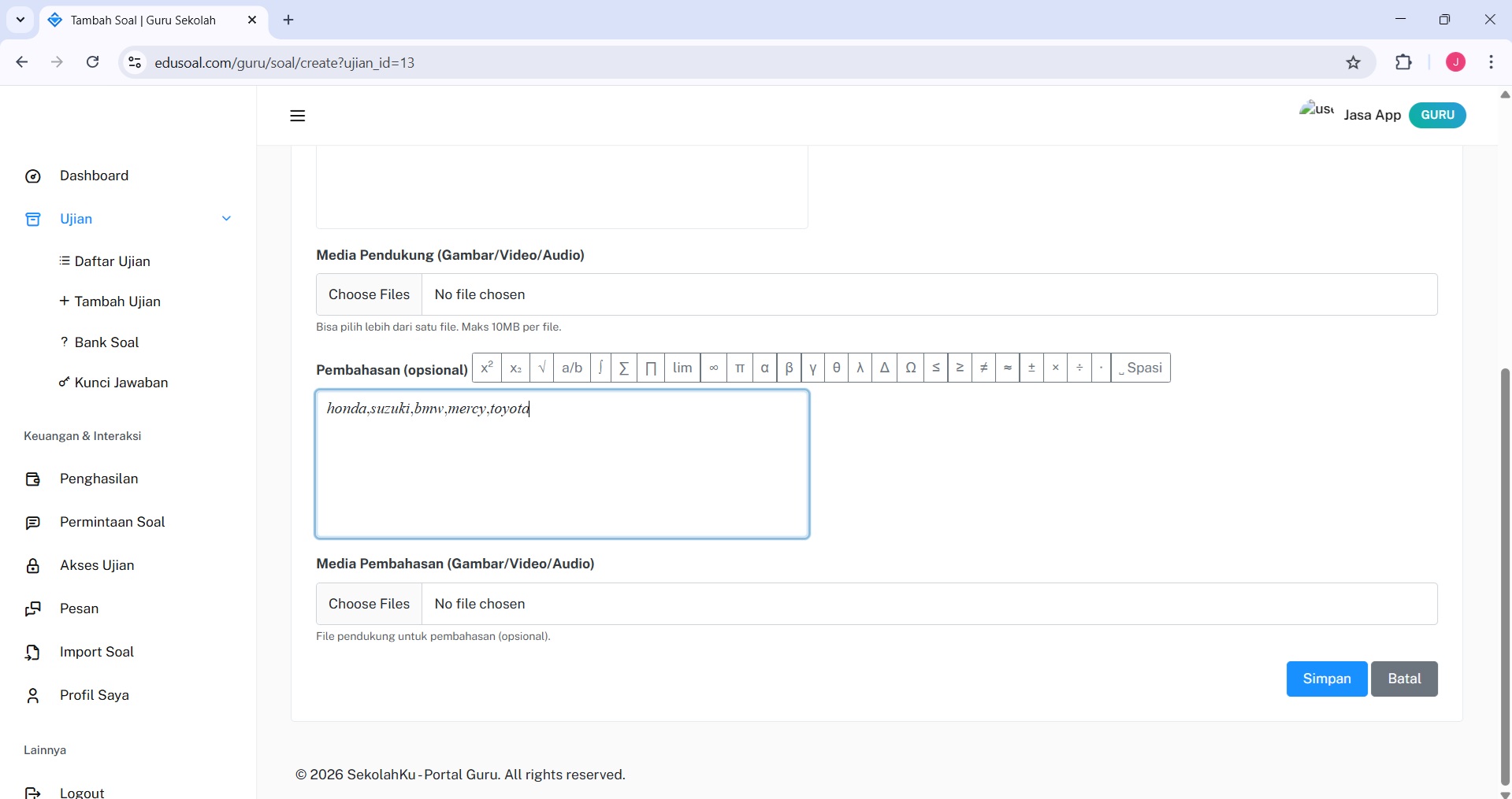 Pengaturan 2FA EduSoal