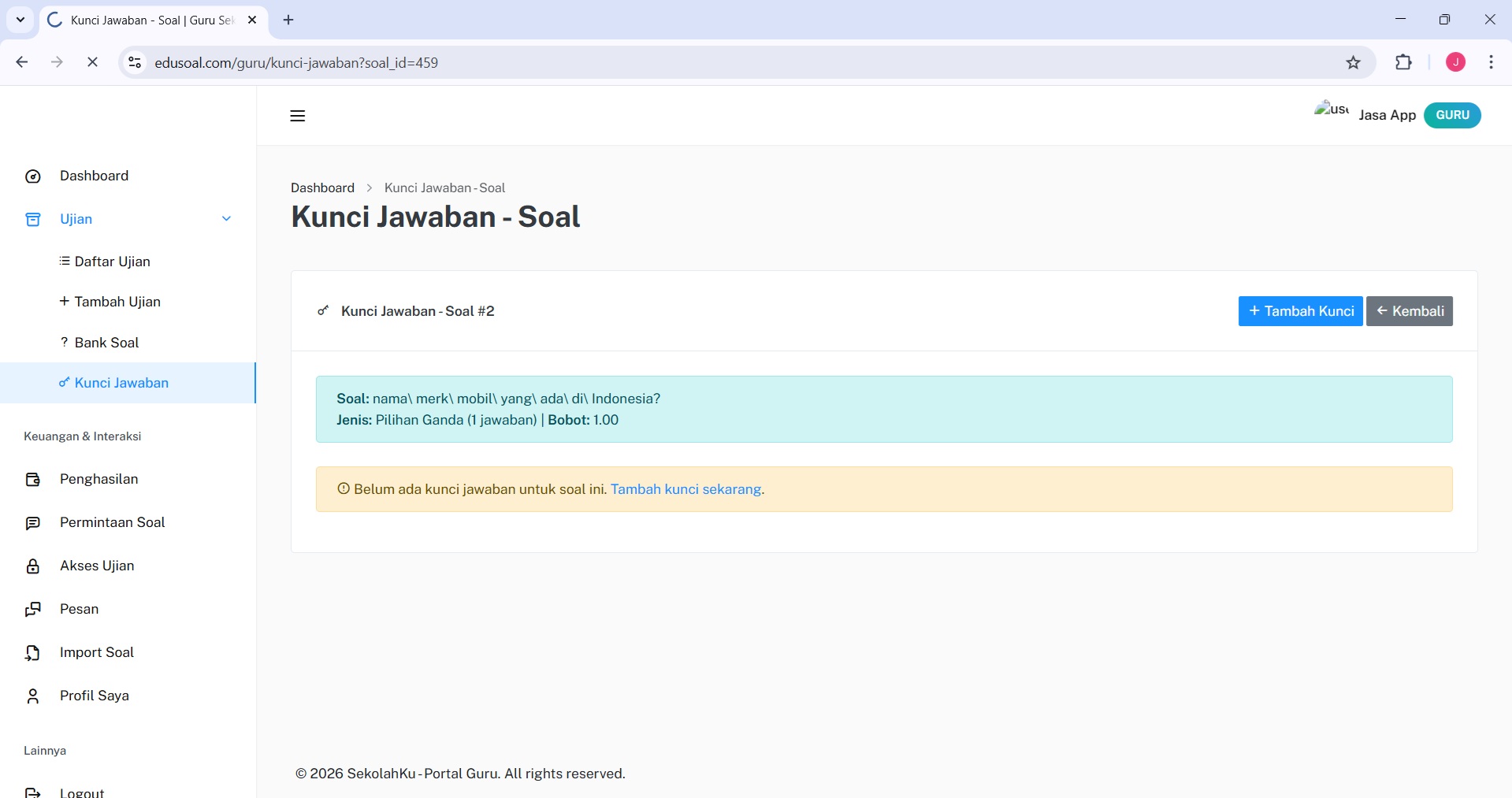 Pengaturan 2FA EduSoal