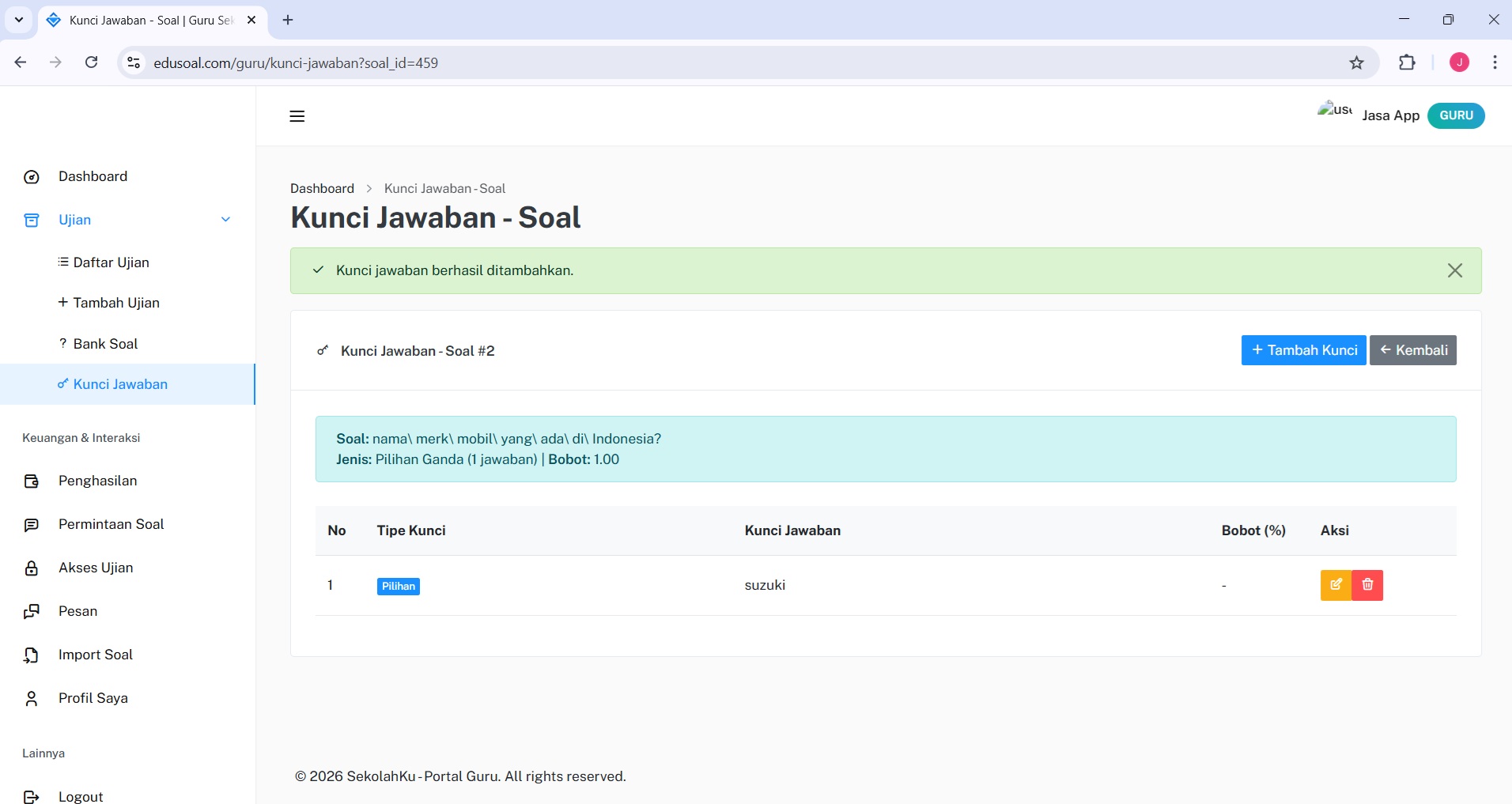 Pengaturan 2FA EduSoal