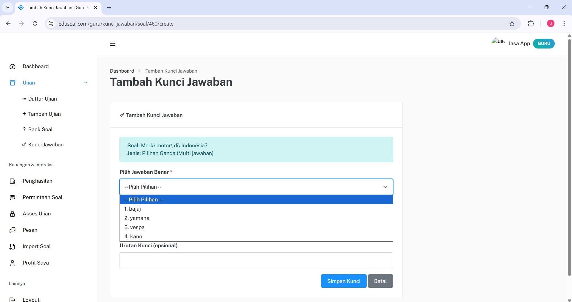 Pengaturan 2FA EduSoal