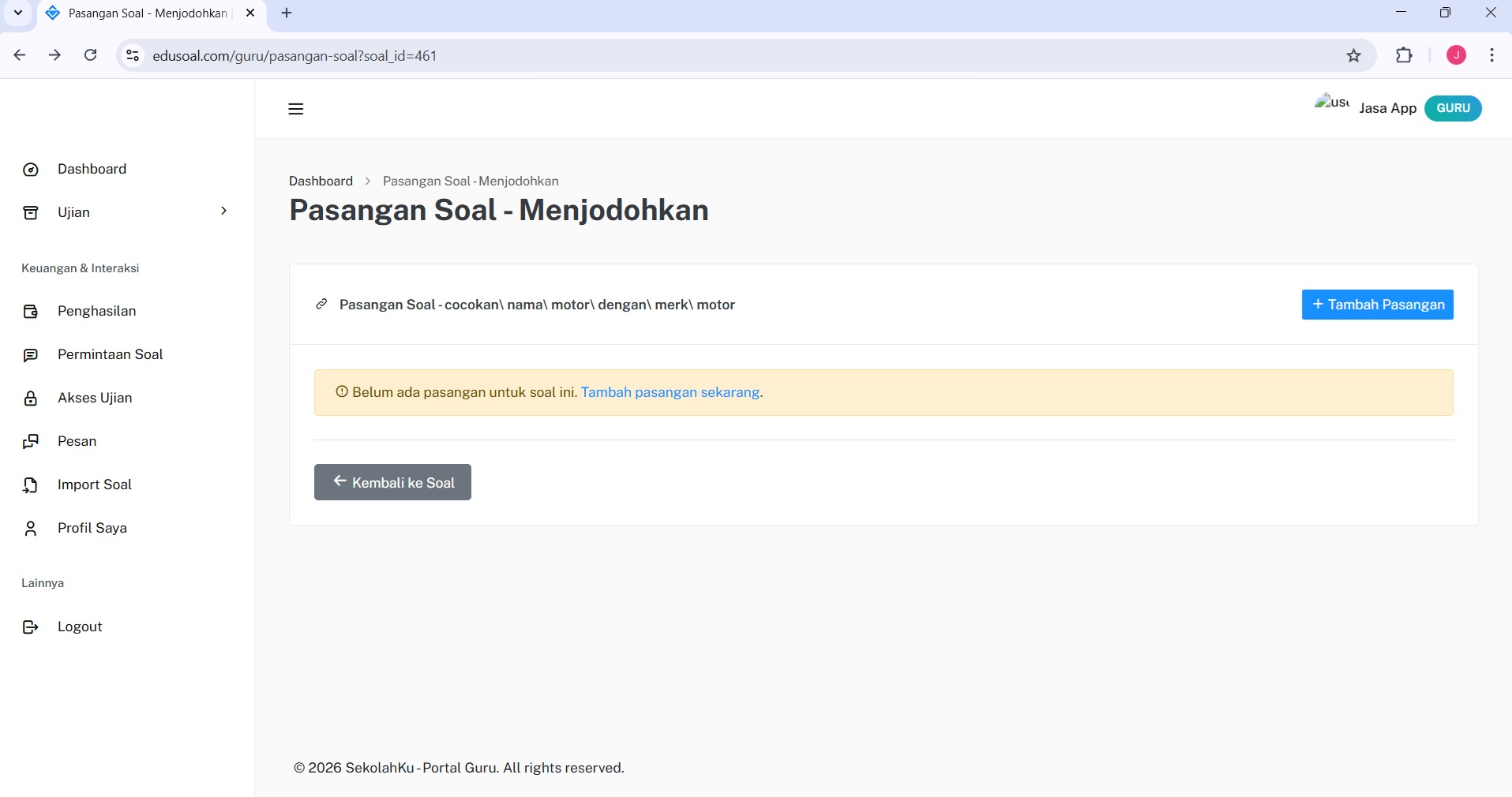 Pengaturan 2FA EduSoal