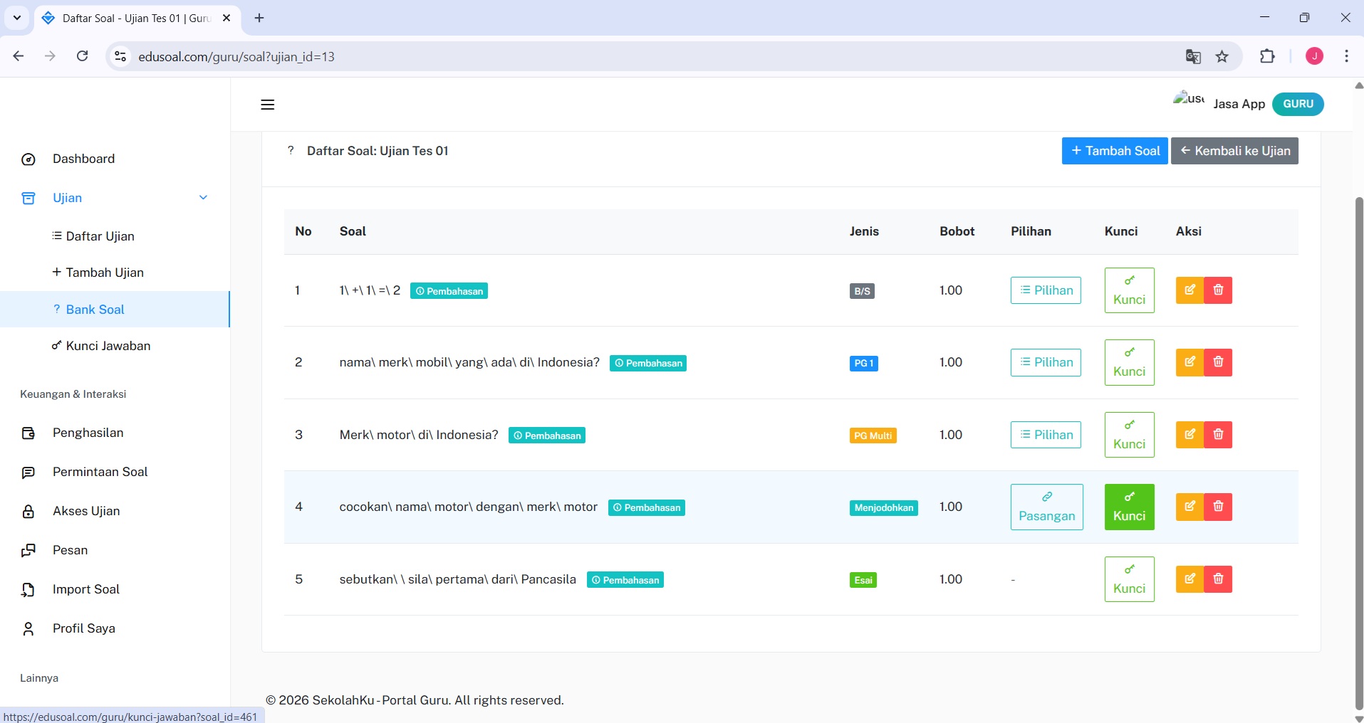 Pengaturan 2FA EduSoal