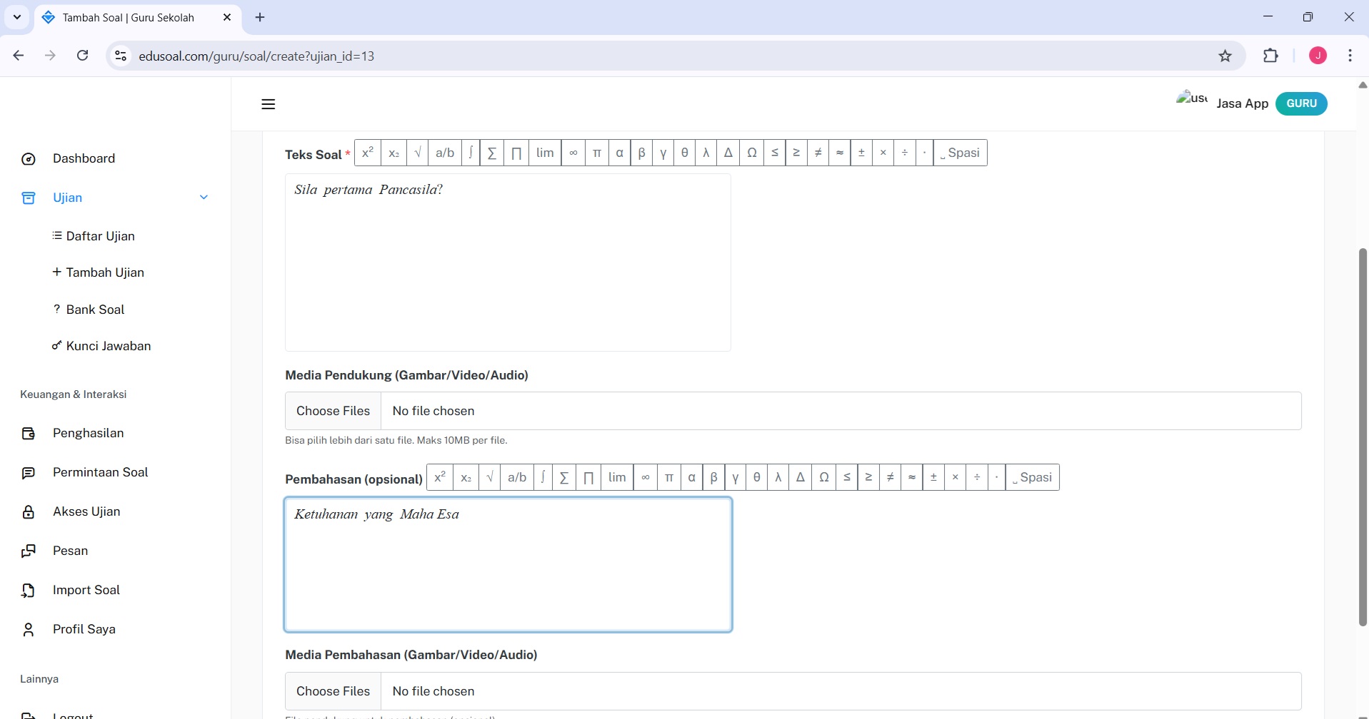 Pengaturan 2FA EduSoal