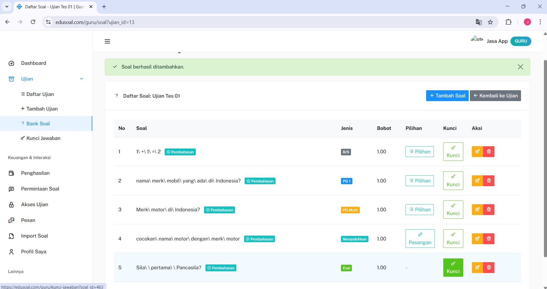 Pengaturan 2FA EduSoal