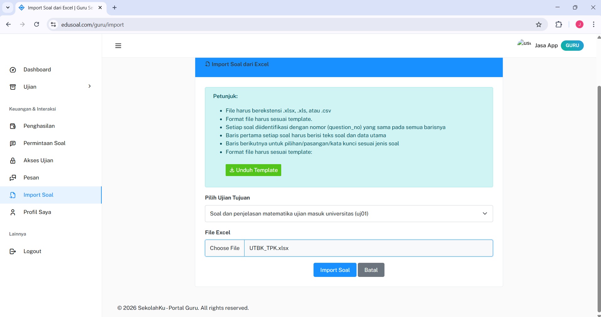 Pengaturan 2FA EduSoal